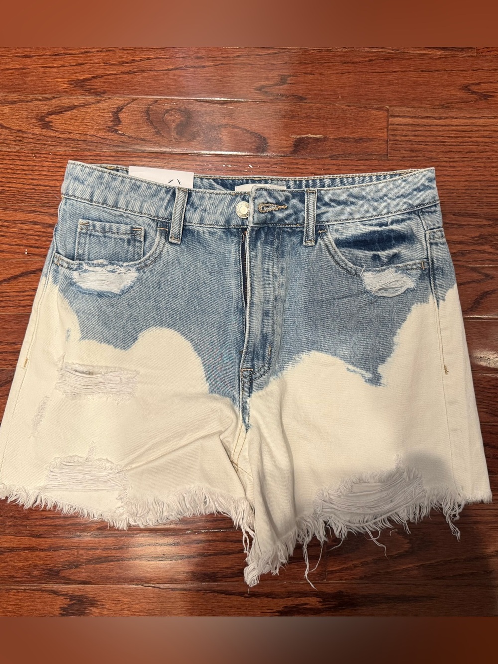 Two-Tone Blue and White Denim Shorts